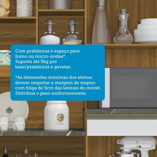 Cozinha Compacta Com 9 Portas 1 Gaveta E Espaço Para Wt
