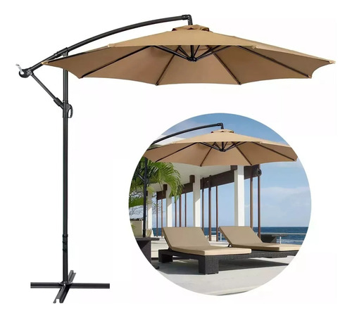 Ombrelone Guarda Sol De Praia Jardim Lateral 3 Metros Bege Lisa