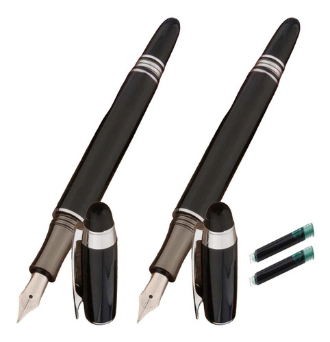 Pluma Tipo Fuentes Inoxidables, Mxbkx-008, 2pzas, 0.5mm Punt Tinta Verde Exterior Negro/plateado