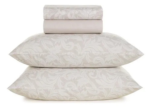 Juego De Sábanas King Karsten 160 H 100% Algodón Soft Color Marfil Diseño De La Tela Susan