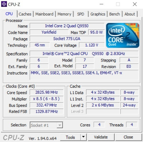 Imagem 5 de 7 de Intel Core 2 Quad Q9550 2.83ghz 12mb - 8gb - Geforce Gt 630