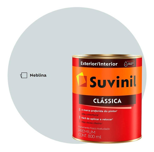 Tinta Anti Mofo Fosca Suvinil Clássica 800ml Cinza Neblina