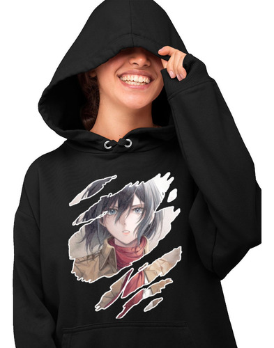 Sudadera Negra Mikasa Shingeki No Kyojin Flama11