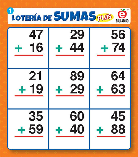 Juego De Mesa: Loteria De Sumas Plus