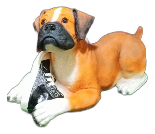 Perro Boxer Con Tenis, Figura De Resina 23cm  X 37cm X 15cm