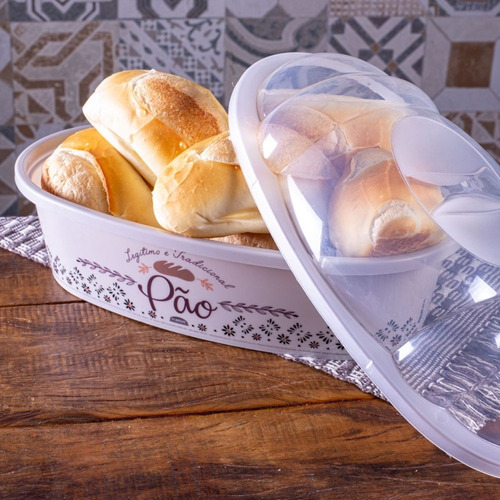 Cesto De Pão Café Da Manhã Com Tampa Transparente 3,15l