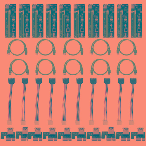 10 X Usb 3.0 V006c Pci-e Expresar 1 X A 16 X Tablero De Adap