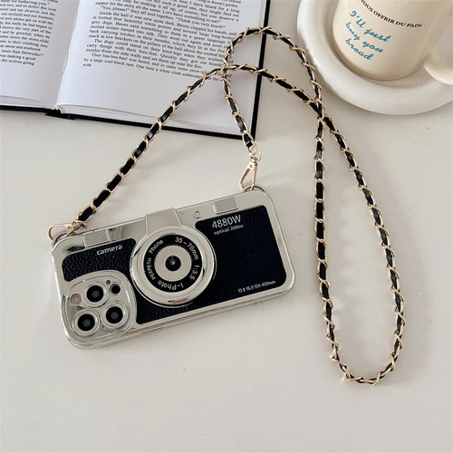 Funda Con Cámara Y Teléfono Para iPhone 16, 15 Pro Max, Funda Retro Con Cordón