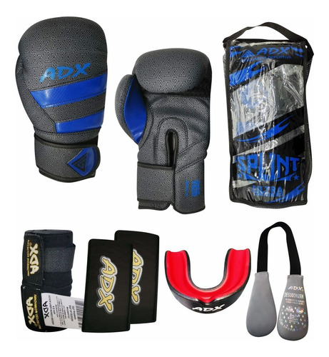 Kit De Guantes Para Boxeo Adx Modelo Split + Complementos