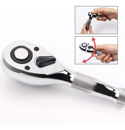Juego De Trinquetes Stubby Ratchet Con Transmisión De 1/4, 3
