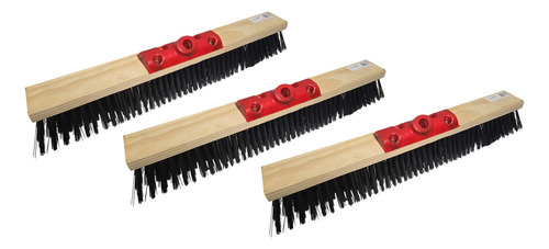 Pack X 3 Escobillón Barrendero 60cm Cerdas Duras Base Madera