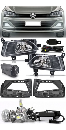 Kit Farol Milha Vw Novo Polo 2018 2019 2020 + Kit Led 6000k