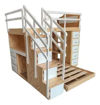 Comprar Litera Individual Ambas Camas Con Cajonera Y Escritorio 
