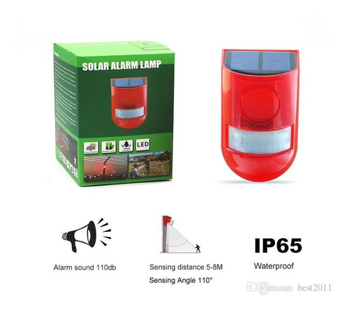 Imagen 2 de 4 de Sirena Alarma Con Sensor De Movimiento Y Luz Solar.