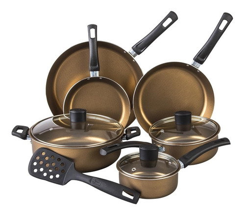 Imagen 1 de 9 de Batería De Cocina De Aluminio Cinsa Mayan Gold 10 Piezas