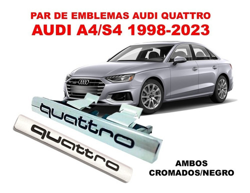 Par De Emblemas Audi Quattro Audi A4/s4 1998-2023 Crom/negro