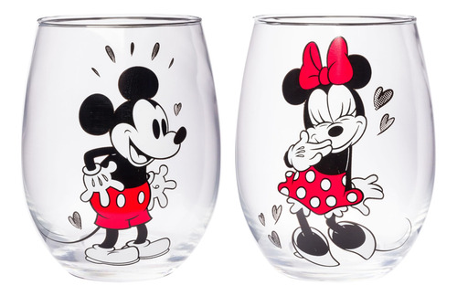 Juego De 2 Vasos Sin Tallo Disney Mickey Y Minnie 590 Ml