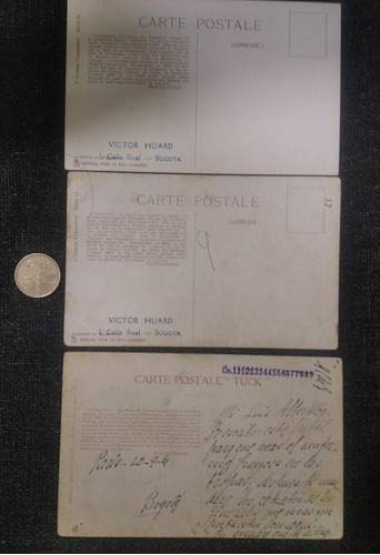 Postales Antigua De Francia, Año 1920, Una Con Dedicatoria 