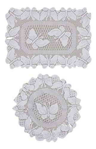 2 Types 4pcs Round Rectangular Lace Table Placemats With Ele