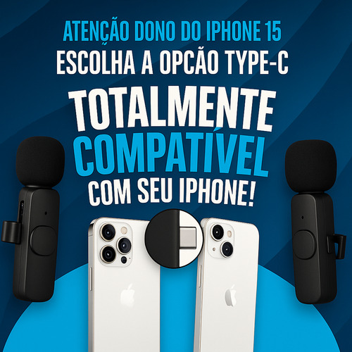 Microfone Bahrein lapela plug and play sem fio duplo Android iPhone profissional cor tipo C
