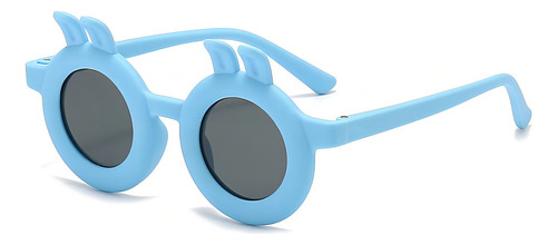 Protección de gafas de sol para niños, marco de dibujos animados, color azul, varilla de acero, color azul, lente de acero, color azul, diseño de espejo