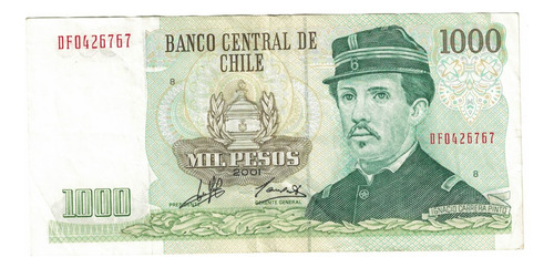 Billete De Chile De 1000 Pesos Del Año 2001