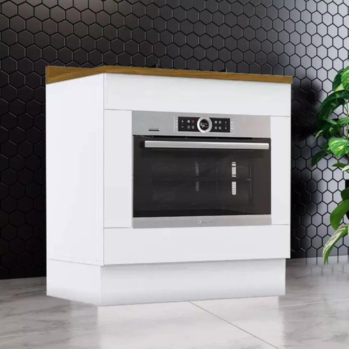 Balcão Forno Embutir Com Tampo 80cm Americana Branco Nature Henn