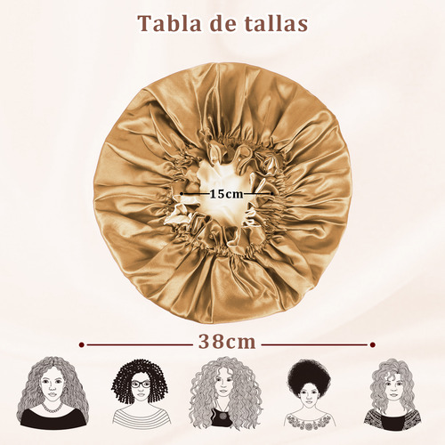 Gorro De Satín Para Dormir Y Proteger El Cabello Doble Capa Oro Champán
