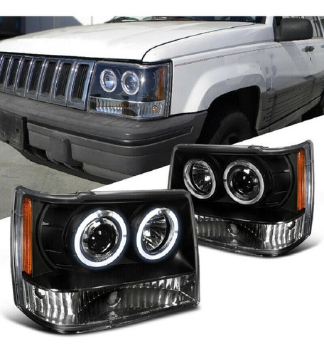 Jeep Grand Cherokee 1993 - 1998 Juego Faros Con Ojo Angel Ne