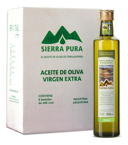 Aceite De Oliva Sierra Pura Virgen Extra 6x500cc Blend Medio