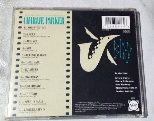 Charlie Parker Bird Original Recordings 1988 Usa (Usado)