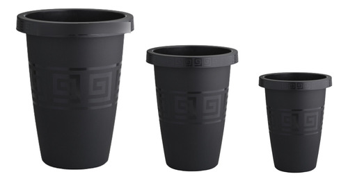 Kit Vasos Plásticos Redondo Grego Preto 3 Tamanhos