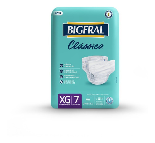 Imagem 1 de 5 de Fralda Bigfral Clássica Tamanho Xg - 7 Unidades