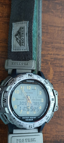 Reloj Casio Protrek 501 Sj Barómetro Termómetro Altimetro Verde Musgo Gris Gris (Usado)