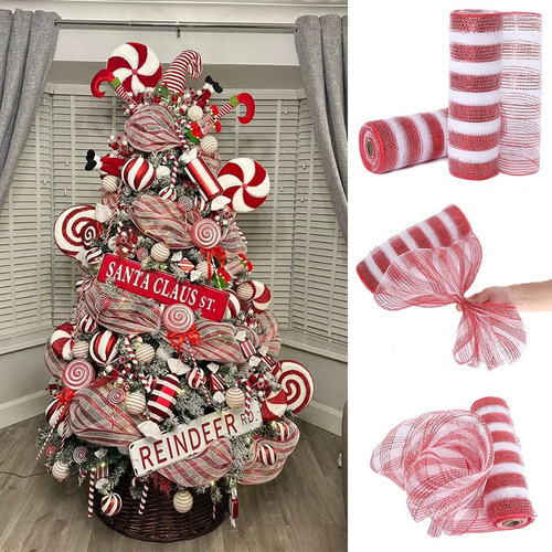Cinta Navideña De 10 Yardas, Rollo Navideño