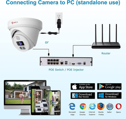Anpviz Cámara Poe De Torreta De 6 Mp Para Exteriores, Cámara