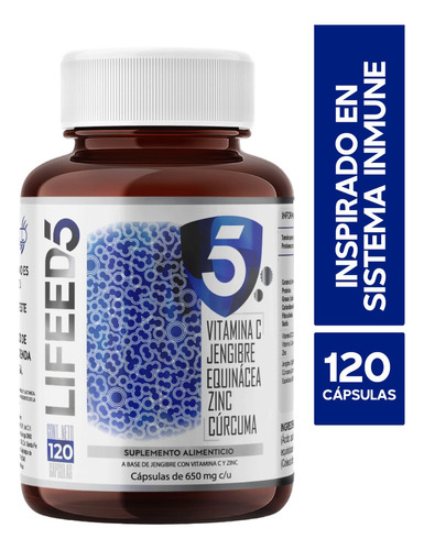 120 Cápsulas - Vitamina C Vitamina D3 Equinácea Zinc Cúrcuma Sabor 120 Cápsulas Para 120 Días