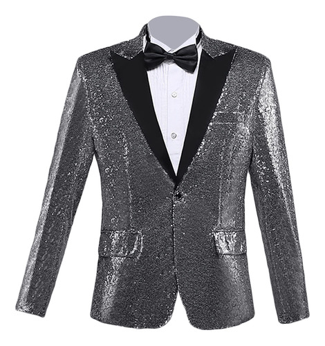 Traje Lentejuela Brillante Para Hombre Chaqueta Un Boton