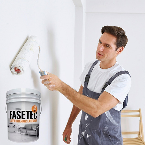 Imagen 7 de 10 de Pintura Polacrin 20lts Cubritivo Latex Color Blanco Fasetec