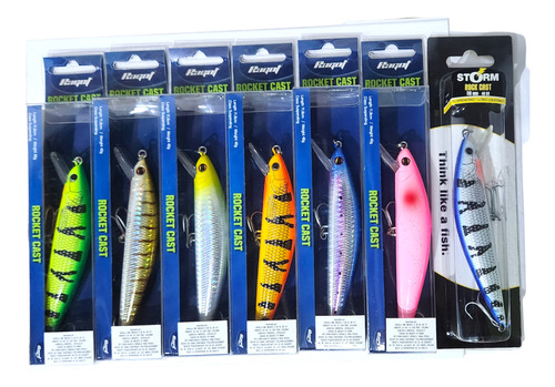 Pack 7 Señuelos Pesca Ragot Rocket Cast 11.8 Cm 40gr Varios