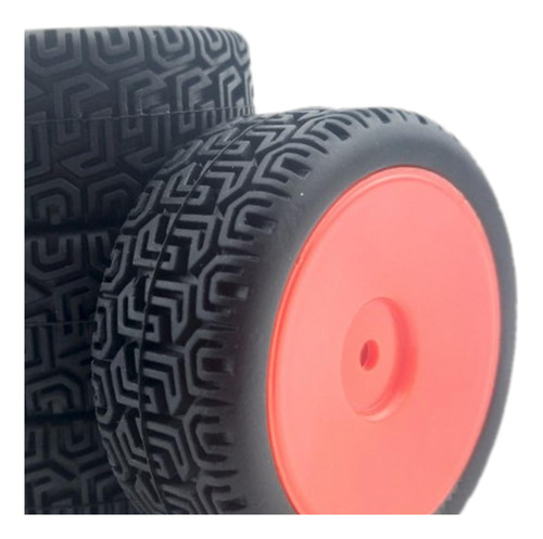 4 Paquetes De Neumáticos De Goma Rc 66mm Para Rojo Rojo