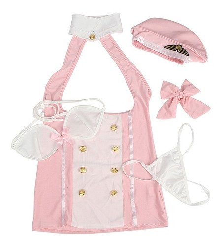 Disfraz Uniforme Azafata Rosa Premium Cute Baby Pink Df103