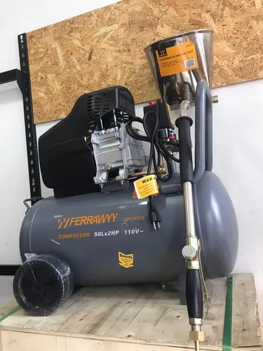 Lanzadora De Mortero Revocadora + Compresor 50l 2 Hp + Mang