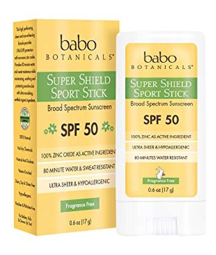 Babo Botanicals Super Shield Spf 50 Natural Sport Stick Sin