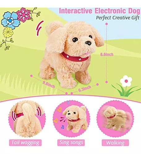 Koonie Perro de juguete para caminar, cantar, caminar, ladrar, mover la  cola, perro interactivo electrónico de felpa para niños y niñas, perro de