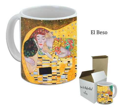 Taza Cerámica Importada 330 Cc Klimt Beso Pintura Cuadros