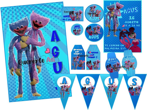 Kit Imprimible Personalizado Play Time Huggy Wuggy Blue