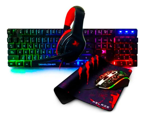 Kit Gamer Xblade 4 En 1 Demolisher Teclado Mouse Audifon Pad