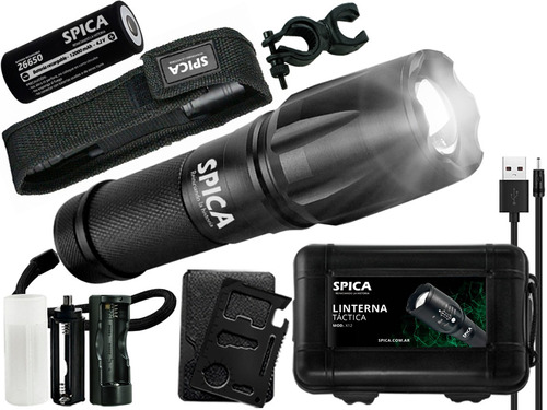 Imagen 1 de 10 de Linterna Tactica Led Spica X12 Bateria Herramientas 12000 Lm