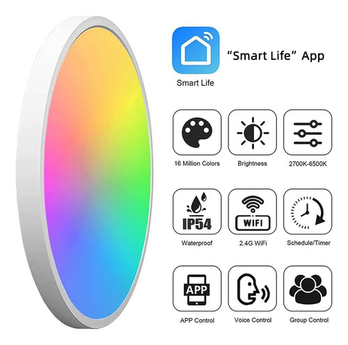 Lámpara De Techo Inteligente Rgbcw Fullcolor Dimming Light A